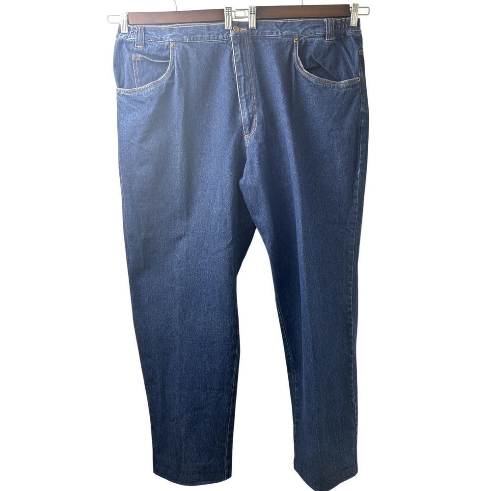 King Size Mens Blue Denim‎ Jeans 48 Tall Relaxed Straight Leg Cotton Big & Tall